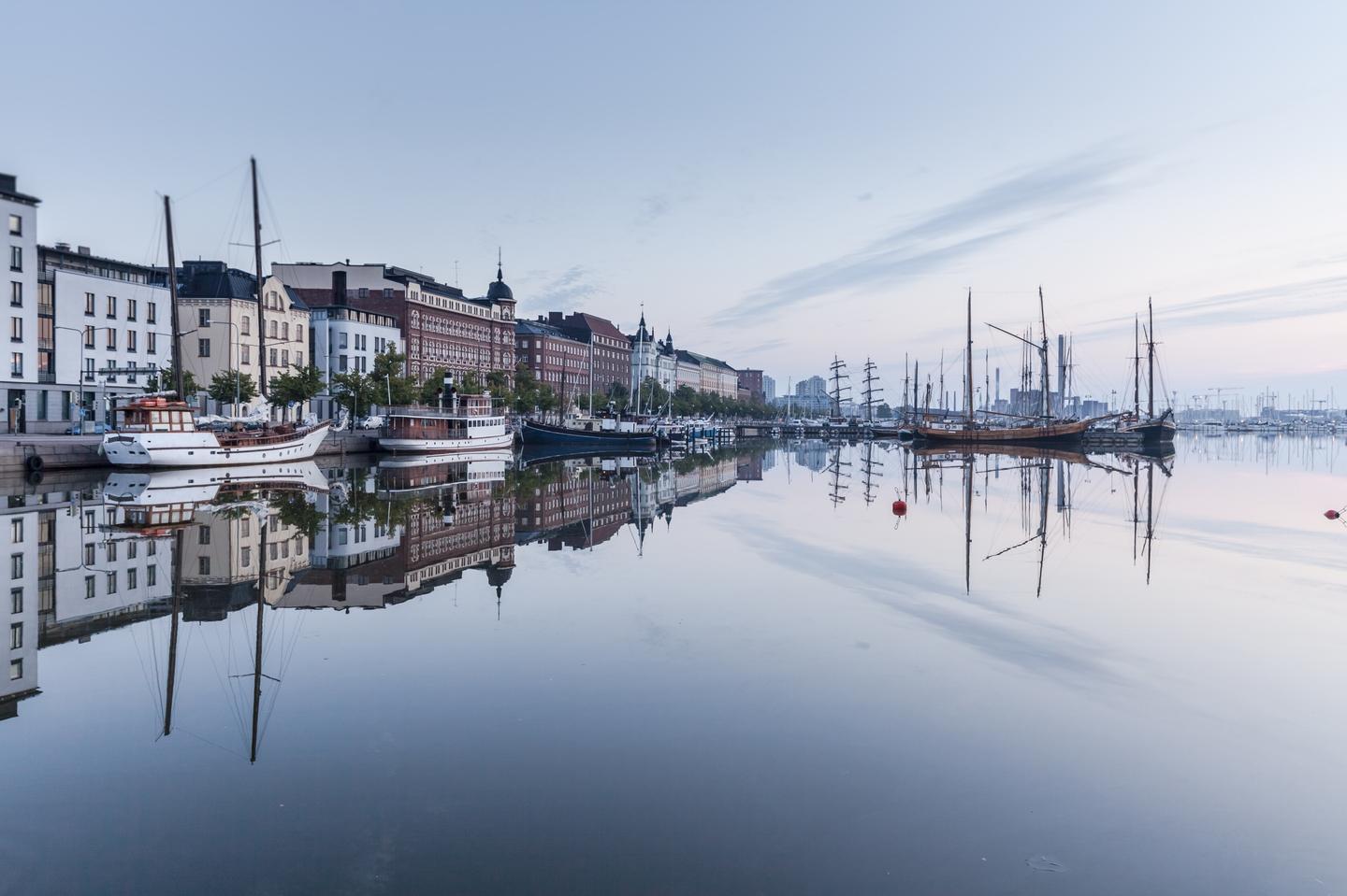 Scenic houses by a body of water in Helsinki
